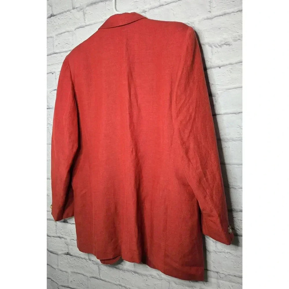Vintage Lands End women’s coral linen blend casual office blazer size 18. - Picture 4 of 6